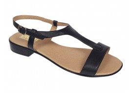 Sandale dama negre din piele naturala cu bareta T si toc mic S16NBOX2